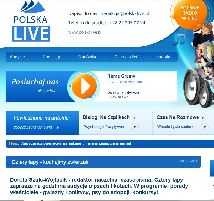 Zachęcam wszystkich do słuchania radia Polska Live 